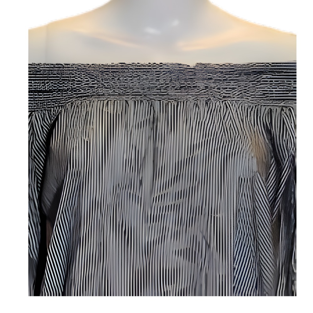 7th Avenue Design Studio Black and White Striped Cold Shoulder Blouse XL - Picture 3 of 7